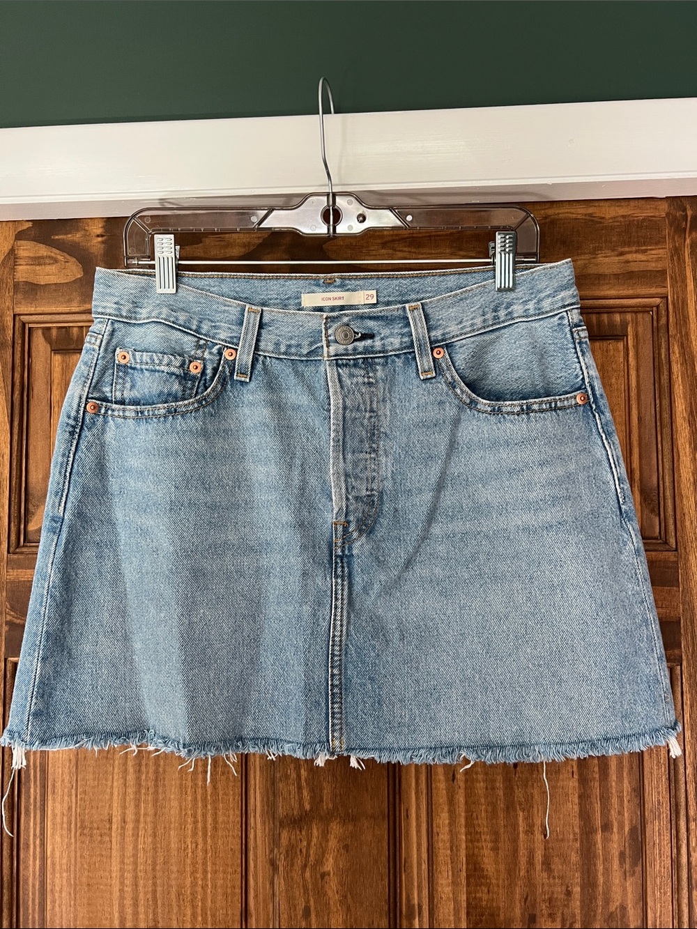 Levi's Light Blue Denim Mini Skirt with Raw Hem